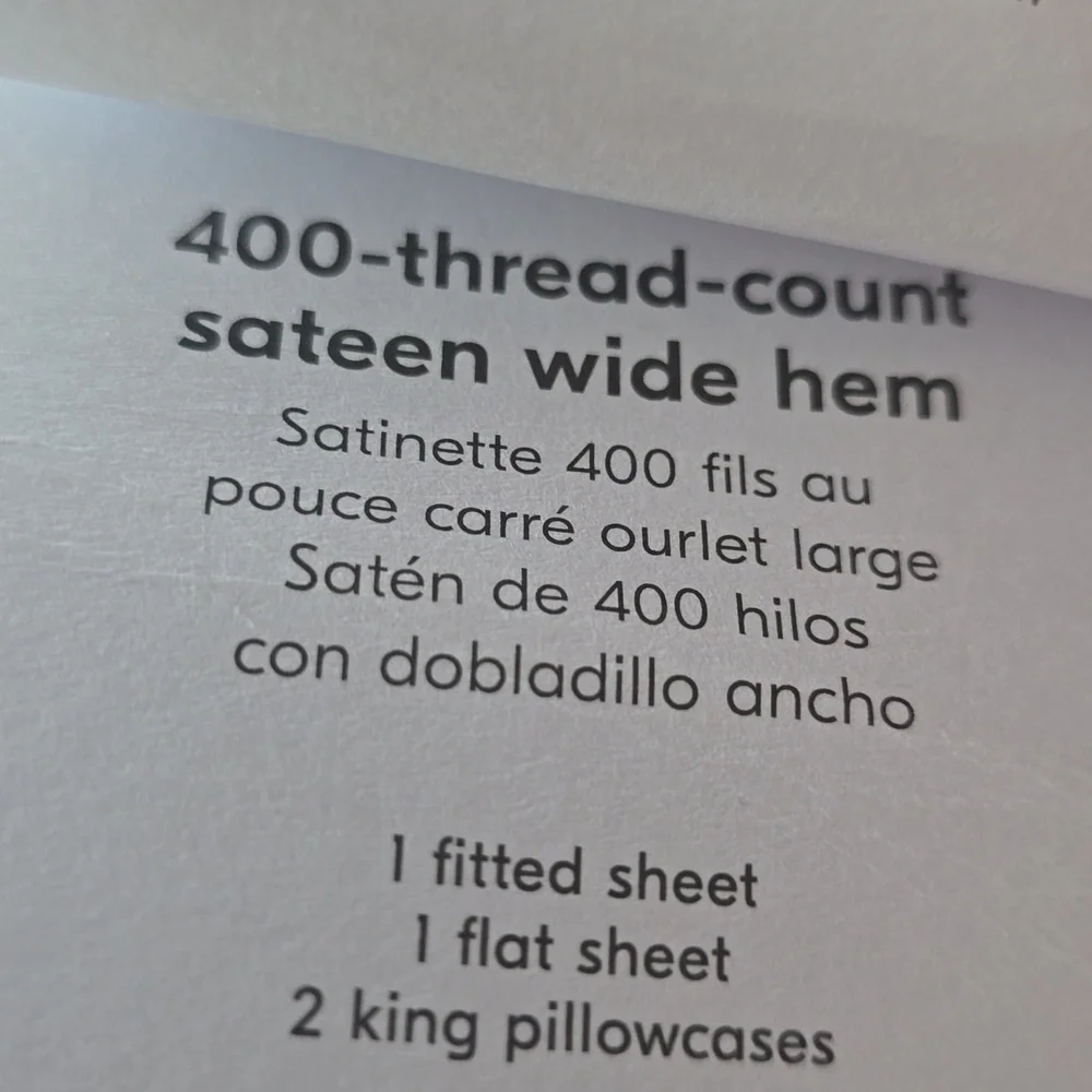 Luxury White Sheet Set 400-Thread-Count Sateen Wide Hem,King & Queen, $189.00US